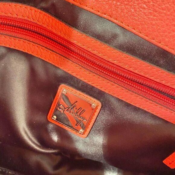 Milly coral leather statement zipper shoulder bag - Picture 4 of 16